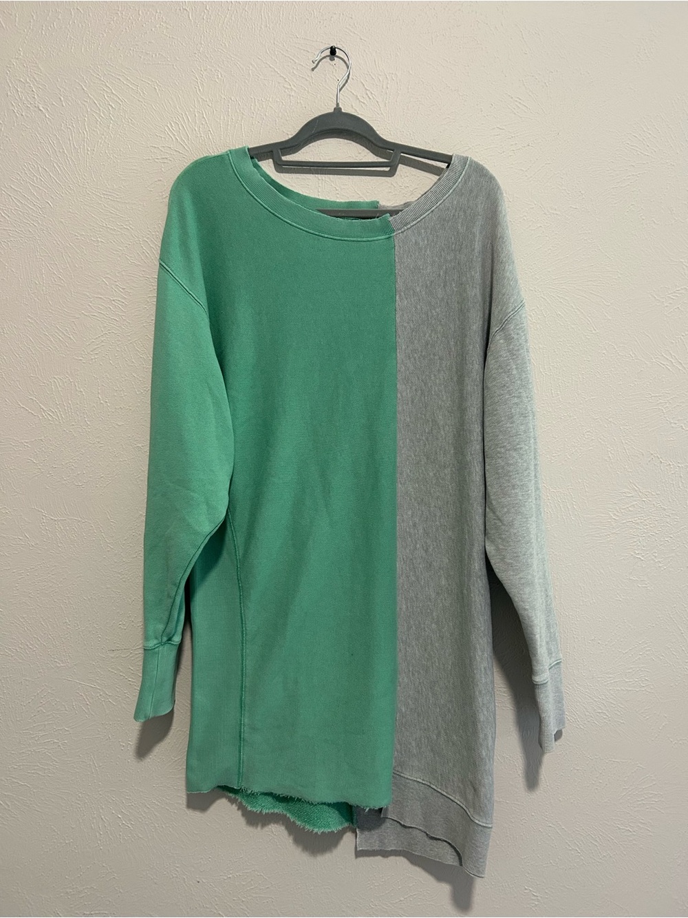 Free People Two-Tone Green & Gray Oversized Women's Sweater